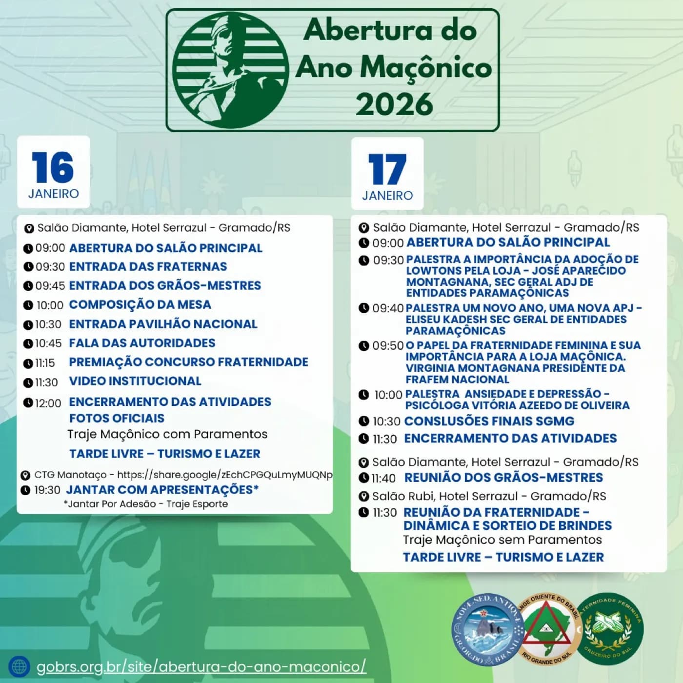 Registro fotográfico: ABERTURA DO ANO MAÇÔNICO 2026 DO GRANDE ORIENTE DO BRASIL (GOB).