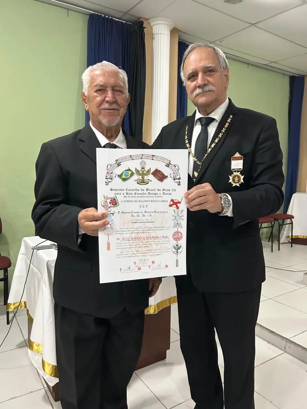 Registro fotográfico: CONSISTÓRIO 9 – DA DELEGACIA LITÚRGICA DO RIO GRANDE DO NORTE 10.1 – SUPREMO CONSELHO DO BRASIL DO GRAU 33 PARA O RITO ESCOCÊS ANTIGO E ACEITO – SESSÃO DE ELEVAÇÃO AO GRAU 31.