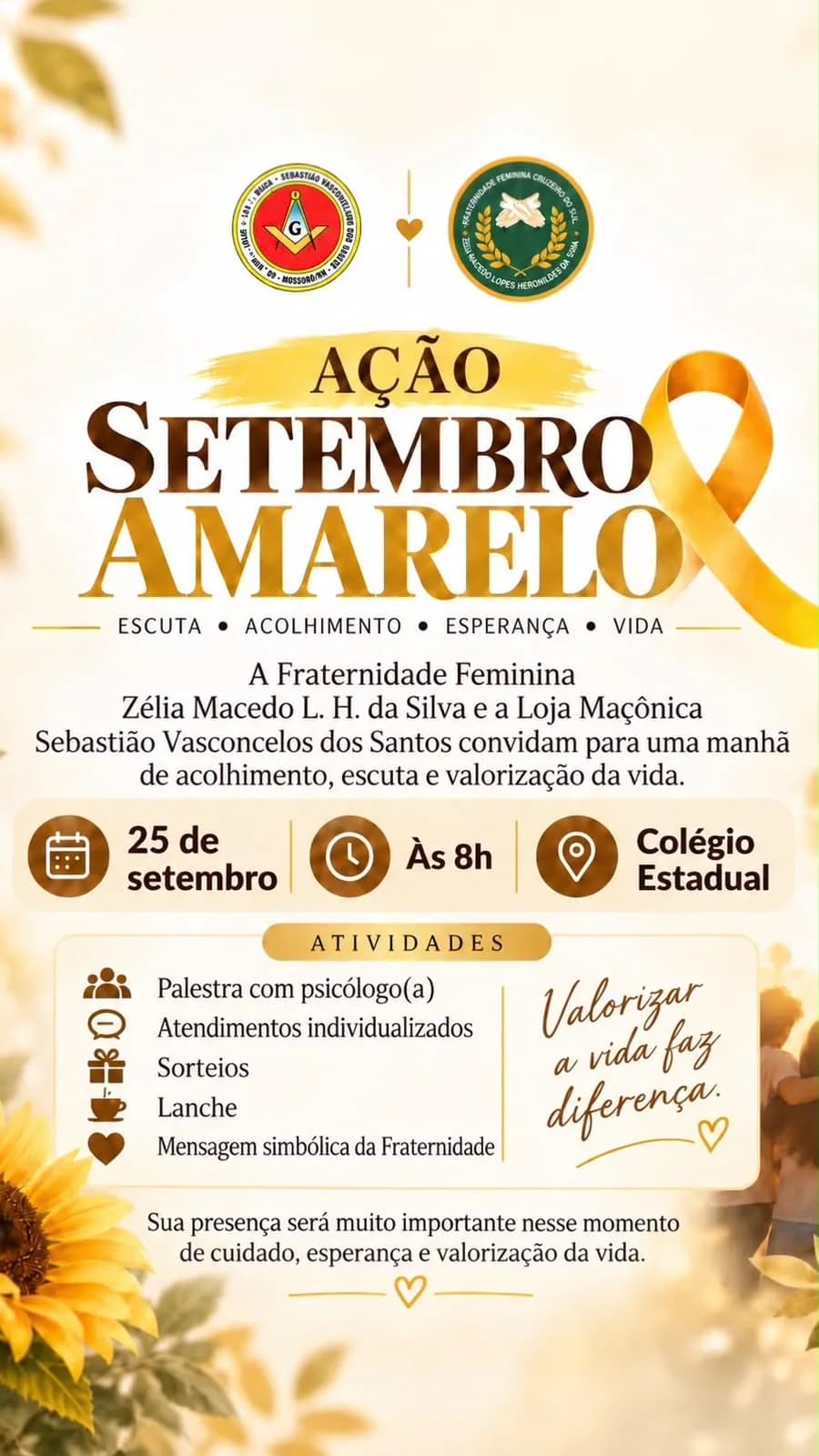 Irmãos reunidos no Templo, em fotografia oficial da Zélia Macedo