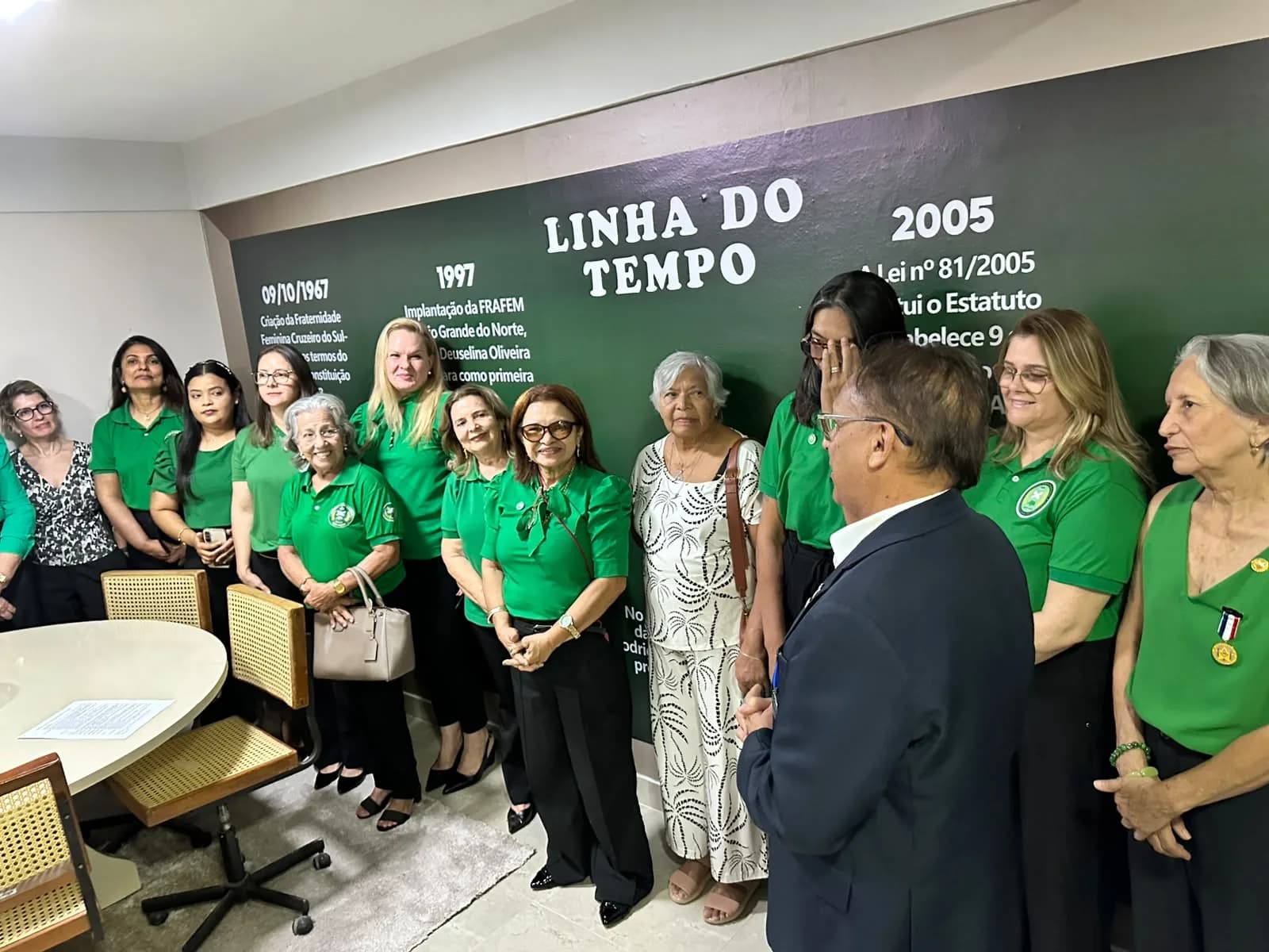 Irmãos reunidos no Templo, em fotografia oficial da Inauguração da Sala “acácia Potiguar”