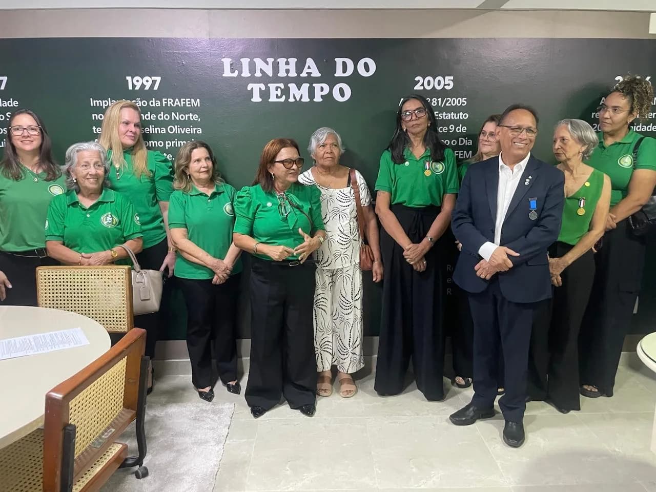 Irmãos reunidos no Templo, em fotografia oficial da Inauguração da Sala “acácia Potiguar”