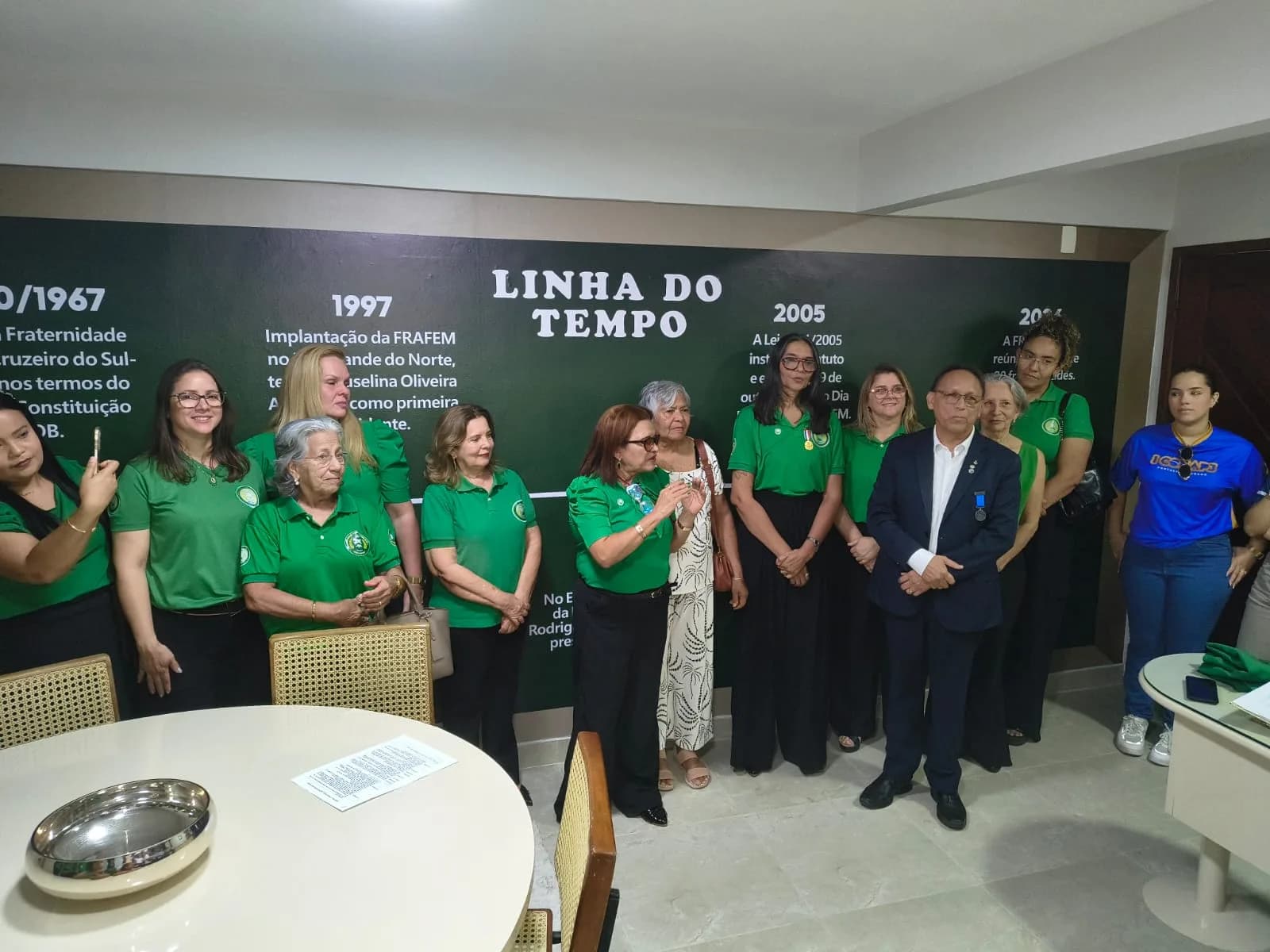Irmãos reunidos no Templo, em fotografia oficial da Inauguração da Sala “acácia Potiguar”