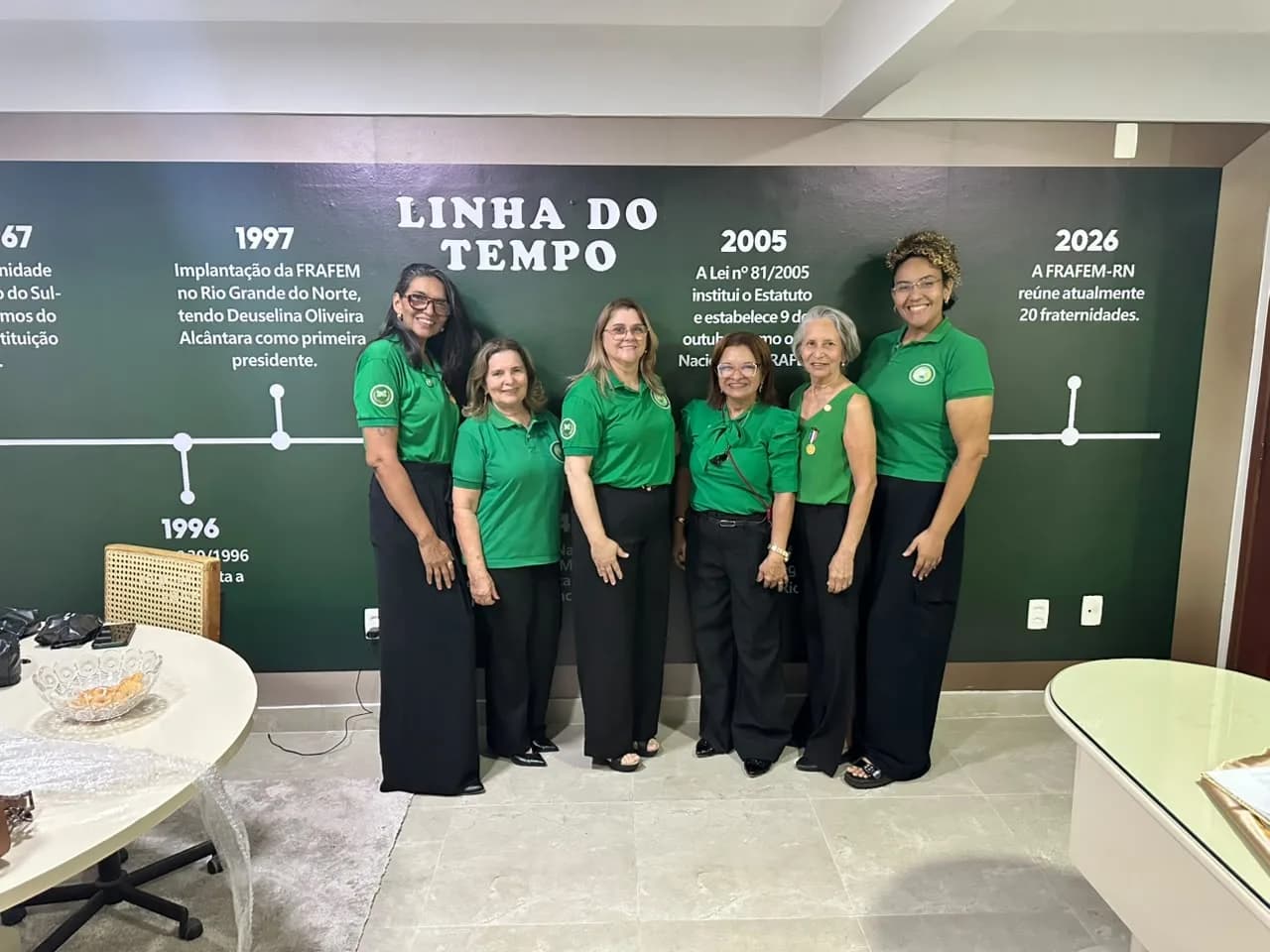 Irmãos reunidos no Templo, em fotografia oficial da Inauguração da Sala “acácia Potiguar”